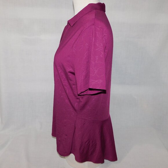 Callaway Opti Dri Womens L Purple Plum V Neck Golf Polo Shirt Back Ruffle - Picture 5 of 8